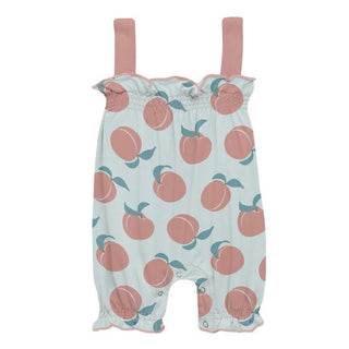 Girl's Print Bamboo Gathered Romper - Fresh Air Peaches Baby One-Pieces