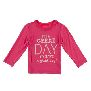 KicKee Pants Girls Print Long Sleeve Easy Fit Graphic Tee Shirt - Taffy Great Day