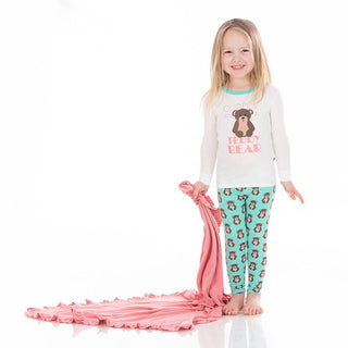 Girl's Print Bamboo Long Sleeve Graphic Tee Pajama Set - Glass Teddy Bear Baby & Toddler Sleepwear