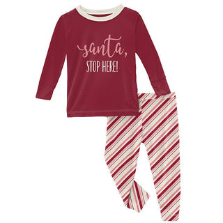 KicKee Pants Girls Print Long Sleeve Graphic Tee Pajama Set - Strawberry Candy Cane Stripe | Stylish Sleepies offer designs that make bedtime beautiful.