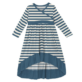 Girl's Print Bamboo Long Sleeve Hi Lo Maxi Dress - Nautical Stripe Baby & Toddler Dresses