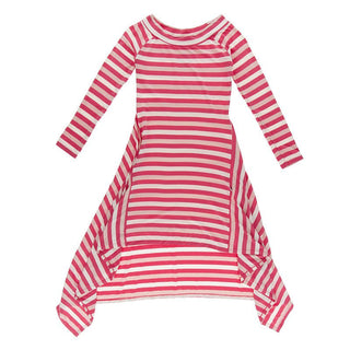 Girl's Print Bamboo Long Sleeve Hi Lo Raglan Dress - Hopscotch Stripe Baby & Toddler Dresses