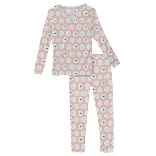 Girl's Print Bamboo Long Sleeve Kimono Pajama Set - Baby Rose Porthole Baby & Toddler Sleepwear