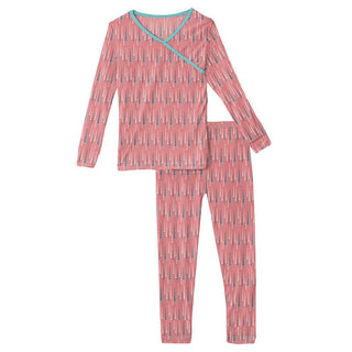 KicKee Pants Girls Print Long Sleeve Kimono Pajama Set - Strawberry Icicles | Stylish Sleepies offer designs that make bedtime beautiful.