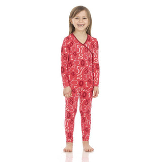 Girl's Print Bamboo Long Sleeve Kimono Pajama Set - Taffy Math Baby & Toddler Sleepwear