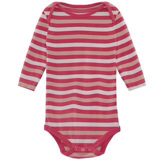 Girl's Print Bamboo Long Sleeve One Piece - Hopscotch Stripe Baby One-Pieces