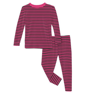 Girl's Print Bamboo Long Sleeve Pajama Set - Awesome Stripe Baby & Toddler Sleepwear