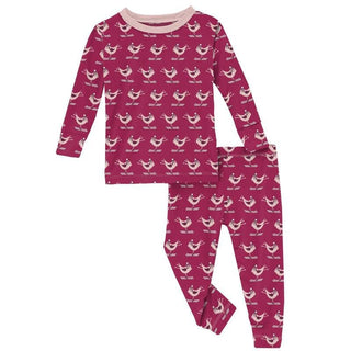 KicKee Pants Girl's Print Long Sleeve Pajama Set - Berry Ski Birds | Stylish Sleepies offer designs that make bedtime beautiful.