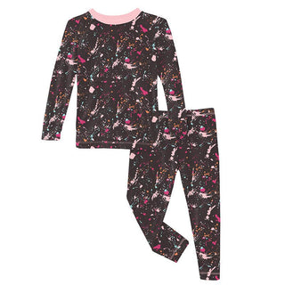 KicKee Pants Girl's Print Long Sleeve Pajama Set - Calypso Splatter Paint | Stylish Sleepies offer designs that make bedtime beautiful.