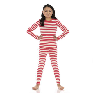 Girl's Print Bamboo Long Sleeve Pajama Set - Hopscotch Stripe Baby & Toddler Sleepwear