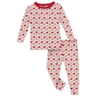 KicKee Pants Girl's Print Long Sleeve Pajama Set - Natural Heart Doodles | Stylish Sleepies offer designs that make bedtime beautiful.