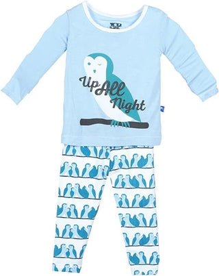 KicKee Pants Girl's Print Long Sleeve Pajama Set - Snowy Owls | Stylish Sleepies offer designs that make bedtime beautiful.