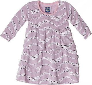 Girl's Print Bamboo Long Sleeve Ruffle Dress - Sweet Pea Schooling Fish Baby & Toddler Dresses