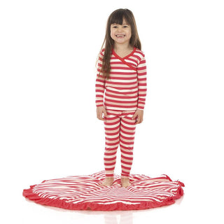 Girl's Print Bamboo Long Sleeve Scallop Kimono Pajama Set - Hopscotch Stripe Baby & Toddler Sleepwear