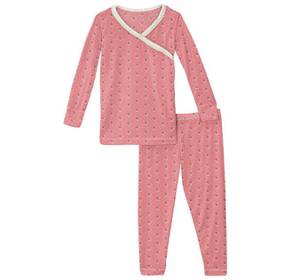 KicKee Pants Girls Print Long Sleeve Scallop Kimono Pajama Set - Strawberry Baby Berries | Stylish Sleepies offer designs that make bedtime beautiful.