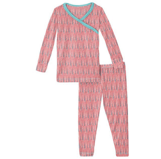 KicKee Pants Girls Print Long Sleeve Scallop Kimono Pajama Set - Strawberry Icicles | Stylish Sleepies offer designs that make bedtime beautiful.