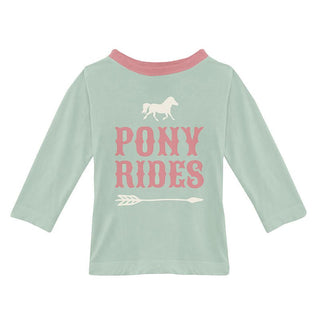 Girl's Print Bamboo Long Sleeve Tailored Fit Graphic Tee Shirt - Pistachio Pony Rides Baby & Toddler Tops