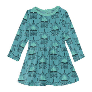 Girl's Print Bamboo Long Sleeve Twirl Dress - Art Nouveau Floral Baby & Toddler Dresses