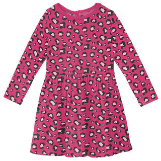 KicKee Pants Girl's Print Long Sleeve Twirl Dress - Calypso Cheetah