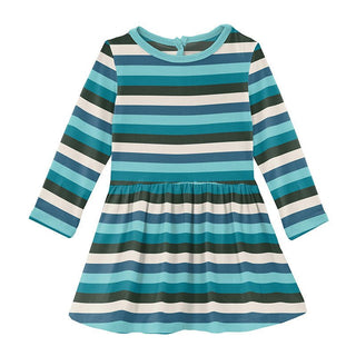 Girl's Print Bamboo Long Sleeve Twirl Dress - Ice Multi Stripe Baby & Toddler Dresses