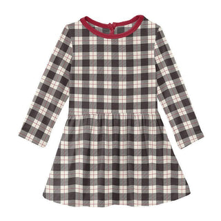 Girl's Print Bamboo Long Sleeve Twirl Dress - Midnight Holiday Plaid Baby & Toddler Dresses