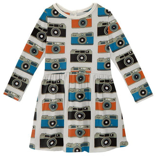 Girl's Print Bamboo Long Sleeve Twirl Dress - Mom's Camera Baby & Toddler Dresses