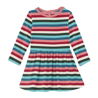 Girl's Print Bamboo Long Sleeve Twirl Dress - Snowball Multi Stripe Baby & Toddler Dresses