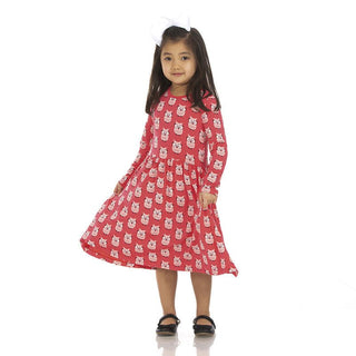 Girl's Print Bamboo Long Sleeve Twirl Dress - Taffy Wise Owls Baby & Toddler Dresses