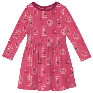 Girl's Print Bamboo Long Sleeve Twirl Dress - Winter Rose Birdcage (15ANV) Baby & Toddler Dresses