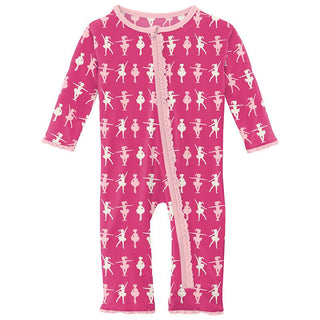 Girl's Print Bamboo Muffin Ruffle Coverall with Zipper - Calypso Ballerina Baby & Toddler Sleepwear