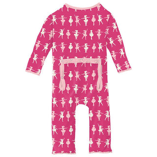 Girl's Print Bamboo Muffin Ruffle Coverall with Zipper - Calypso Ballerina KicKee Pants