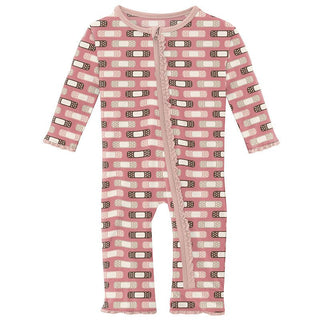 Girl's Print Bamboo Muffin Ruffle Coverall with Zipper - Desert Rose Boo Boos Baby & Toddler Sleepwear