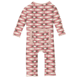 Girl's Print Bamboo Muffin Ruffle Coverall with Zipper - Desert Rose Boo Boos Baby & Toddler Sleepwear