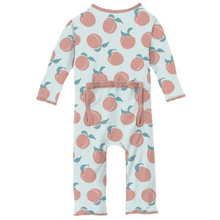 Girl's Print Muffin Ruffle Coverall with Zipper - Fresh Air Peaches KicKee Pants