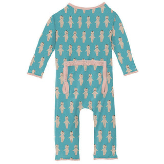 KicKee Pants Girls Print Muffin Ruffle Coverall with Zipper - Glacier Baby Doll