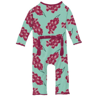 Girl's Print Bamboo Muffin Ruffle Coverall with Zipper - Glass Orchids Baby & Toddler Sleepwear