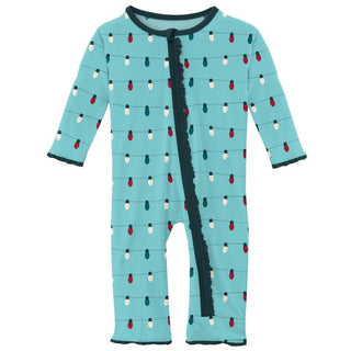 Girl's Print Bamboo Muffin Ruffle Coverall with Zipper - Iceberg Holiday Lights (WCA22) Baby & Toddler Sleepwear