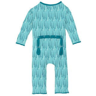 KicKee Pants Girls Print Muffin Ruffle Coverall with Zipper - Iceberg Icicles