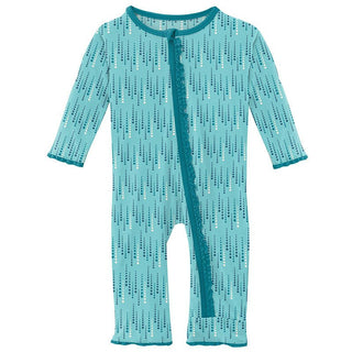 KicKee Pants Girls Print Muffin Ruffle Coverall with Zipper - Iceberg Icicles