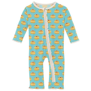 Girl's Print Bamboo Muffin Ruffle Coverall with Zipper - Iceberg Jelly Donuts (WCA22) Baby & Toddler Sleepwear