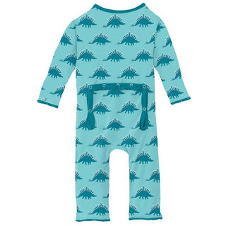 Girl's Print Bamboo Muffin Ruffle Coverall with Zipper - Iceberg Menorahsaurus (WCA22) Baby & Toddler Sleepwear