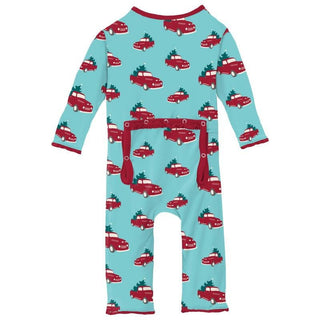 Girl's Print Bamboo Muffin Ruffle Coverall with Zipper - Iceberg Trucks and Trees (WCA22) Baby & Toddler Sleepwear