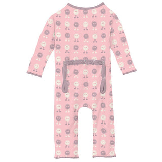 Girl's Print Bamboo Muffin Ruffle Coverall with Zipper - Lotus Alien (15ANV) KicKee Pants