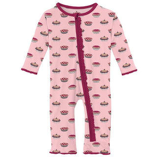 KicKee Pants Girls Print Muffin Ruffle Coverall with Zipper - Lotus Pies 15ANV