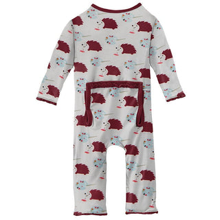 Girl's Print Bamboo Muffin Ruffle Coverall with Zipper - Natural Art Class KicKee Pants