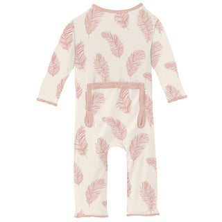 Girl's Print Bamboo Muffin Ruffle Coverall with Zipper - Natural Feathers Baby & Toddler Sleepwear