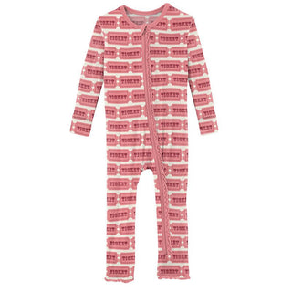 Girl's Print Bamboo Muffin Ruffle Coverall with Zipper - Natural Game Tickets Baby & Toddler Sleepwear