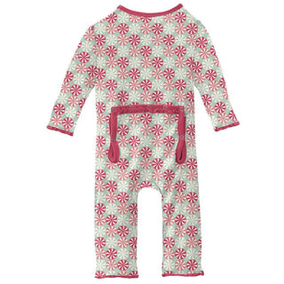 Girl's Print Bamboo Muffin Ruffle Coverall with Zipper - Pistachio Candy Baby & Toddler Sleepwear