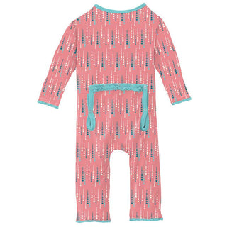 KicKee Pants Girls Print Muffin Ruffle Coverall with Zipper - Strawberry Icicles