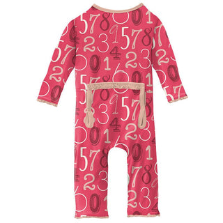 Girl's Print Bamboo Muffin Ruffle Coverall with Zipper - Taffy Math KicKee Pants